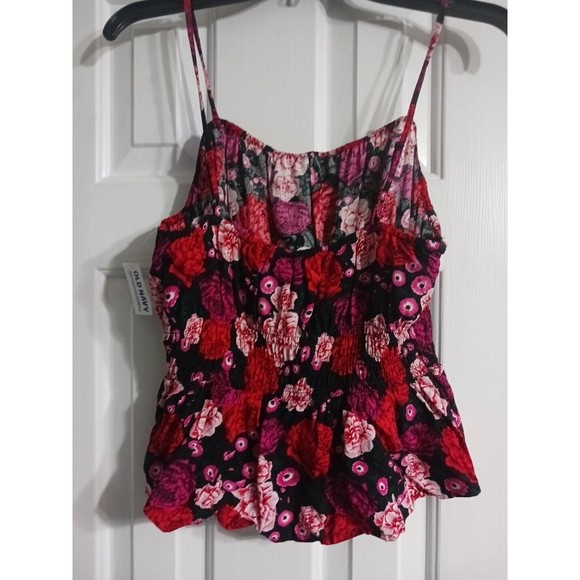 NWT Women's Old Navy Fitted Floral Cami Top Size S (4-6) Blouse Black/Red - Picture 5 of 8